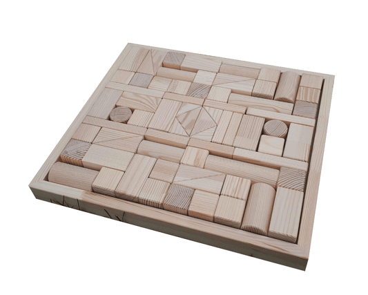 Handgemaakte Houten Bouwblokjes Met Opbergdoos 70-Delig by ROOSI Traditional Toys