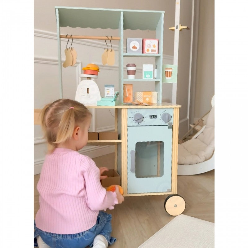 Houten Voedselwagen Speelset Met Kraam Weegschaalsysteem by Woopie Let's Go Green