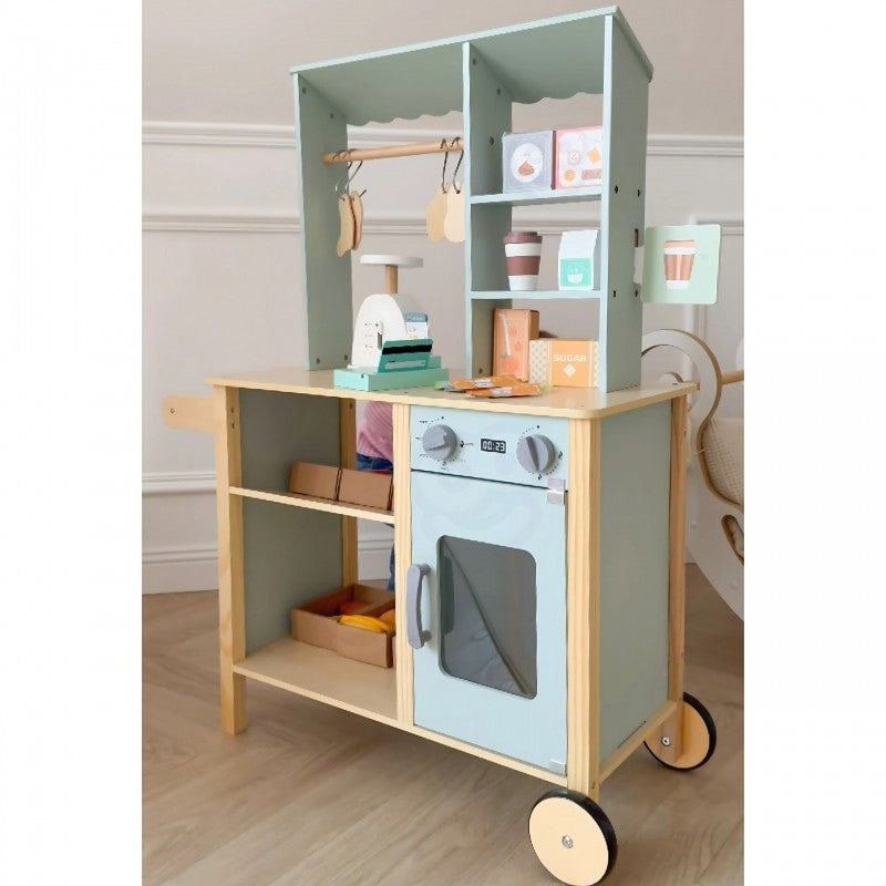 Houten Voedselwagen Speelset Met Kraam Weegschaalsysteem by Woopie Let's Go Green