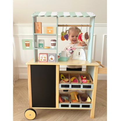 Houten Voedselwagen Speelset Met Kraam Weegschaalsysteem by Woopie Let's Go Green