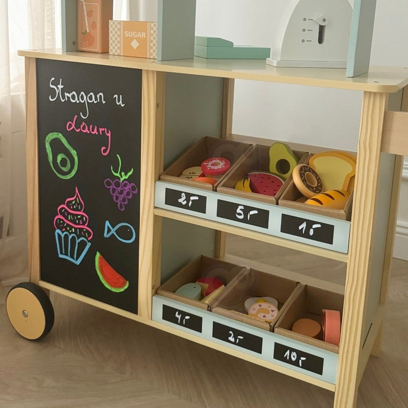 Houten Voedselwagen Speelset Met Kraam Weegschaalsysteem by Woopie Let's Go Green