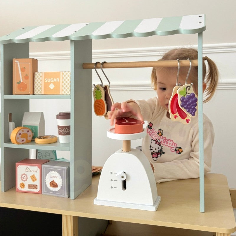 Houten Voedselwagen Speelset Met Kraam Weegschaalsysteem by Woopie Let's Go Green