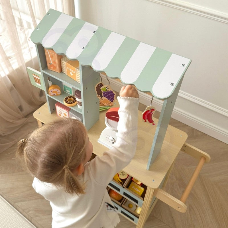 Houten Voedselwagen Speelset Met Kraam Weegschaalsysteem by Woopie Let's Go Green