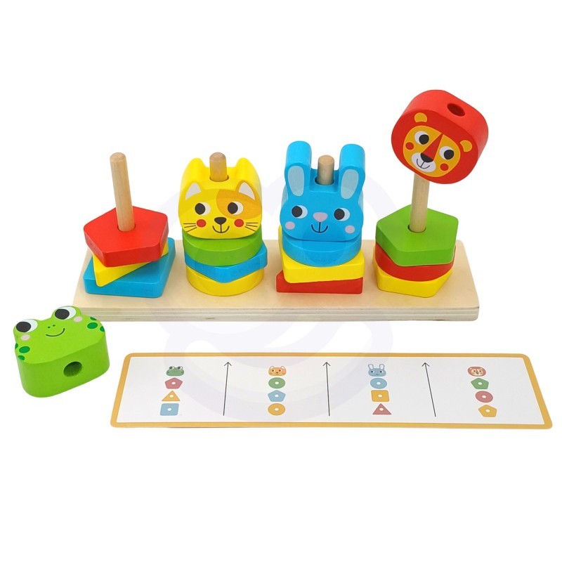 Montessori Puzzelpiramide Dieren Educatief Speelgoed by Woopie Let's Go Green