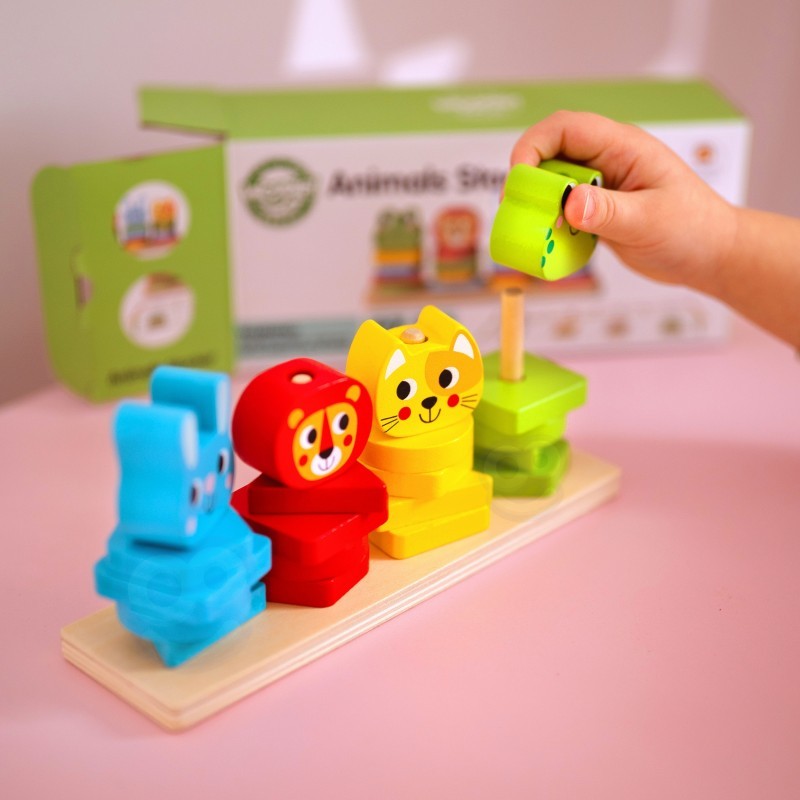 Montessori Puzzelpiramide Dieren Educatief Speelgoed by Woopie Let's Go Green
