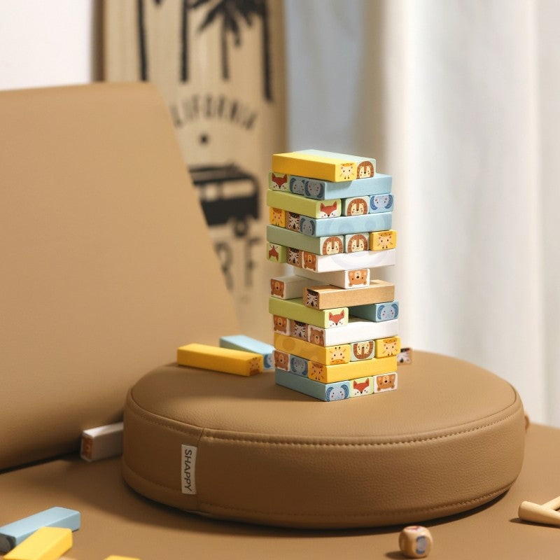 Houten Wiebeltoren Vaardigheidsspel Dieren Pastelkleuren by Woopie Let's Go Green