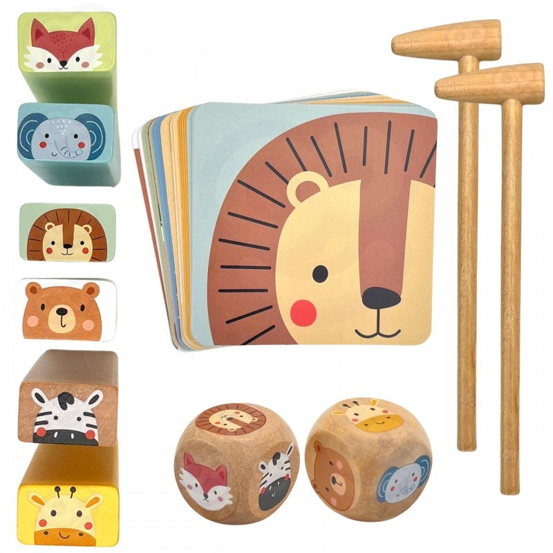 Houten Wiebeltoren Vaardigheidsspel Dieren Pastelkleuren by Woopie Let's Go Green