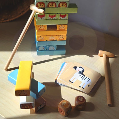 Houten Wiebeltoren Vaardigheidsspel Dieren Pastelkleuren by Woopie Let's Go Green