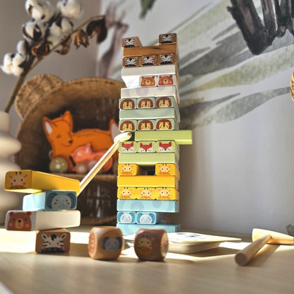 Houten Wiebeltoren Vaardigheidsspel Dieren Pastelkleuren by Woopie Let's Go Green