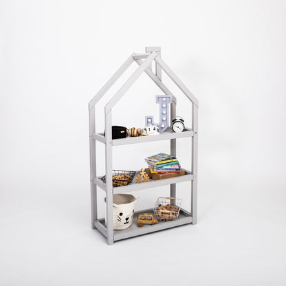 Huisvormige Boekenkast Montessori Kinderkamer Vrijstaand by Montessori House Bed