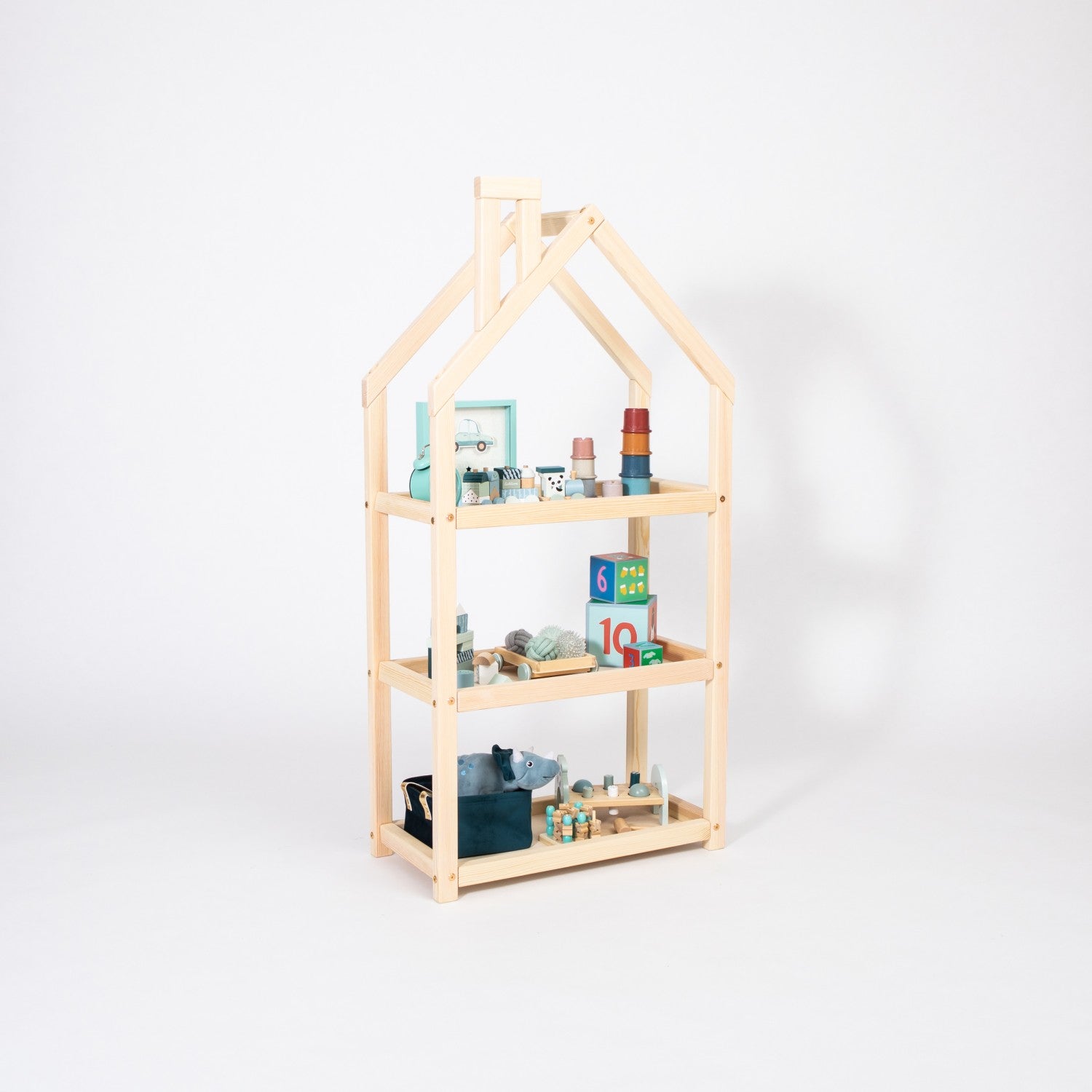 Huisvormige Boekenkast Montessori Kinderkamer Vrijstaand by Montessori House Bed