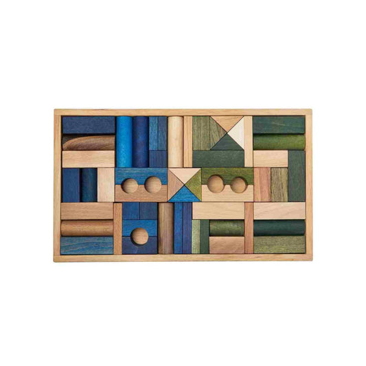 Houten Blokkenset | Koude Kleuren (54-delig) by Wooden Story